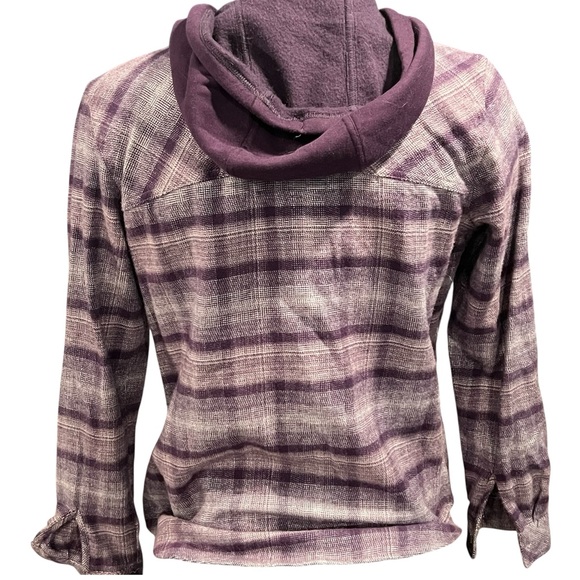 Columbia Womens Canyon Point II Shirt Jacket Purple  Hooded Flannel Hiking Large - Picture 3 of 9
